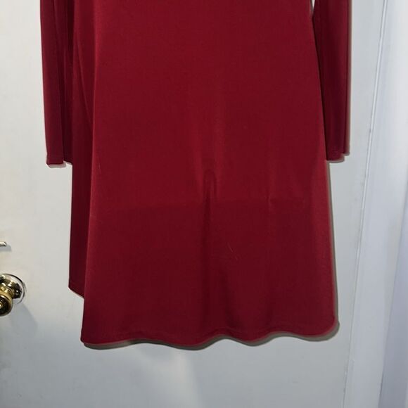ARIELLA Burgundy Tie Collar Tunic Dress-S - Picture 6 of 8